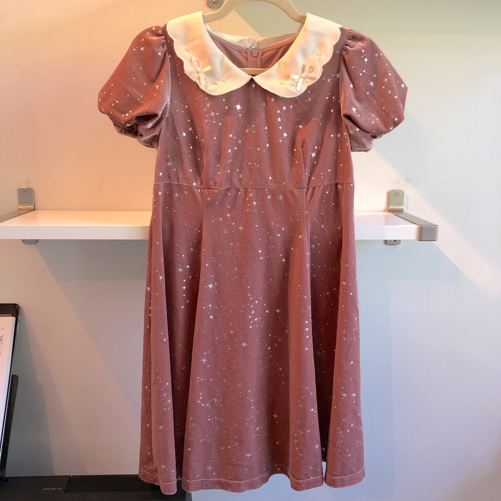 Secret Honey Star Pattern Velour Dress